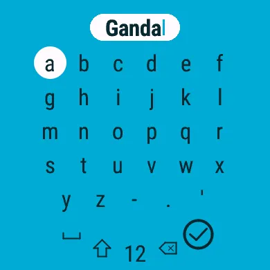 Typing a new player’s name on the on-screen keyboard