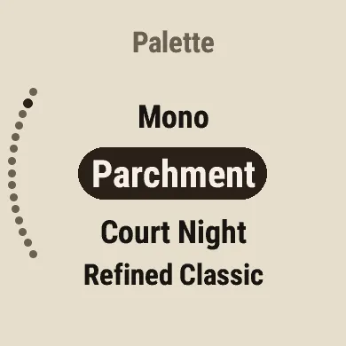 Parchment: espresso ink on warm beige