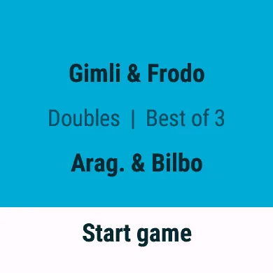 Play Again: Gimli & Frodo against Arag. & Bilbo, doubles, best of 3, with Start game below