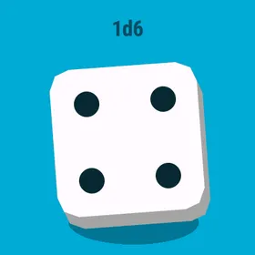 A single d6 filling the screen, landed on four.